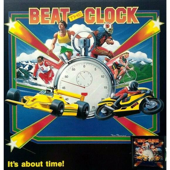 Beat The Clock Pinball Flyer Original 1985 Vintage Flipper Game Artwork Sheet - Picture 1 of 3